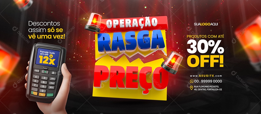 Banner Supermercado Operação Rasca Preço Social Media PSD Editável