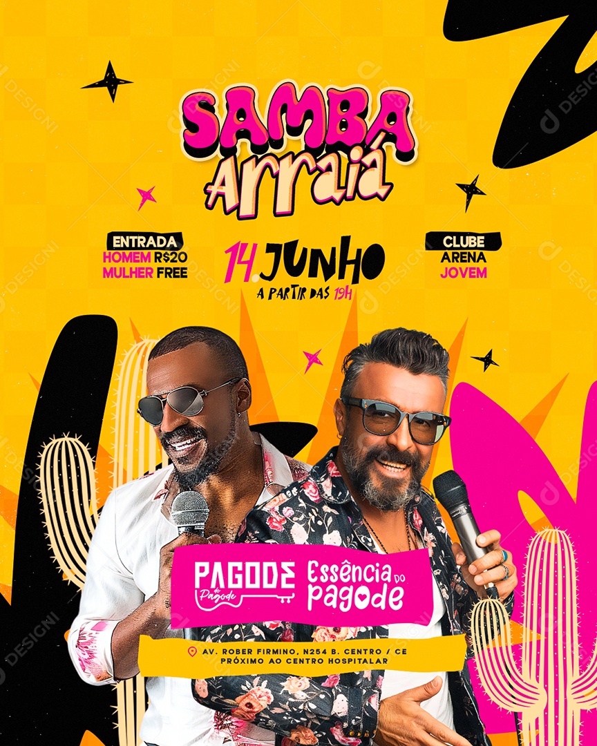 Flyer Samba Arraiá Social Media PSD Editável
