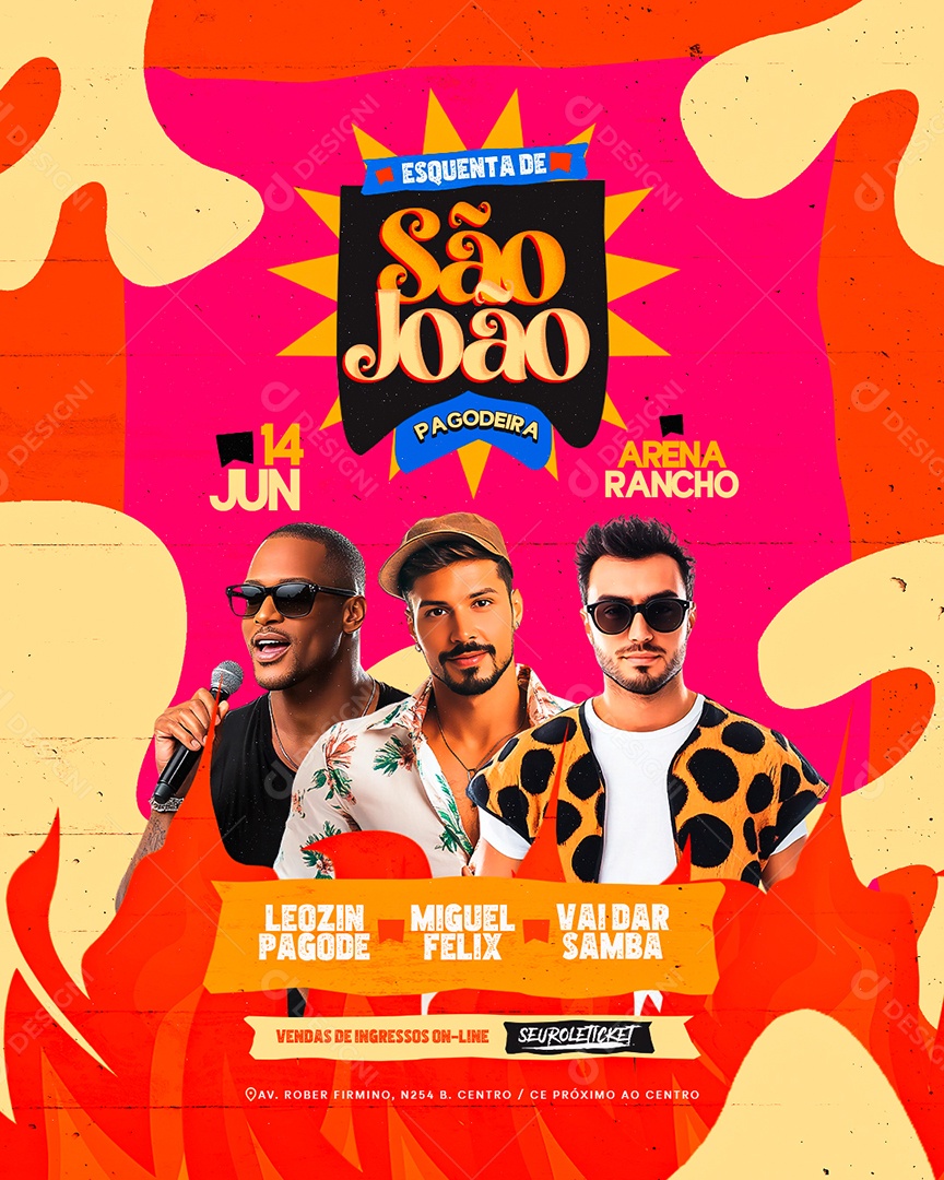 Flyer Esquenta de São João Pagodeira Social Media PSD Editável