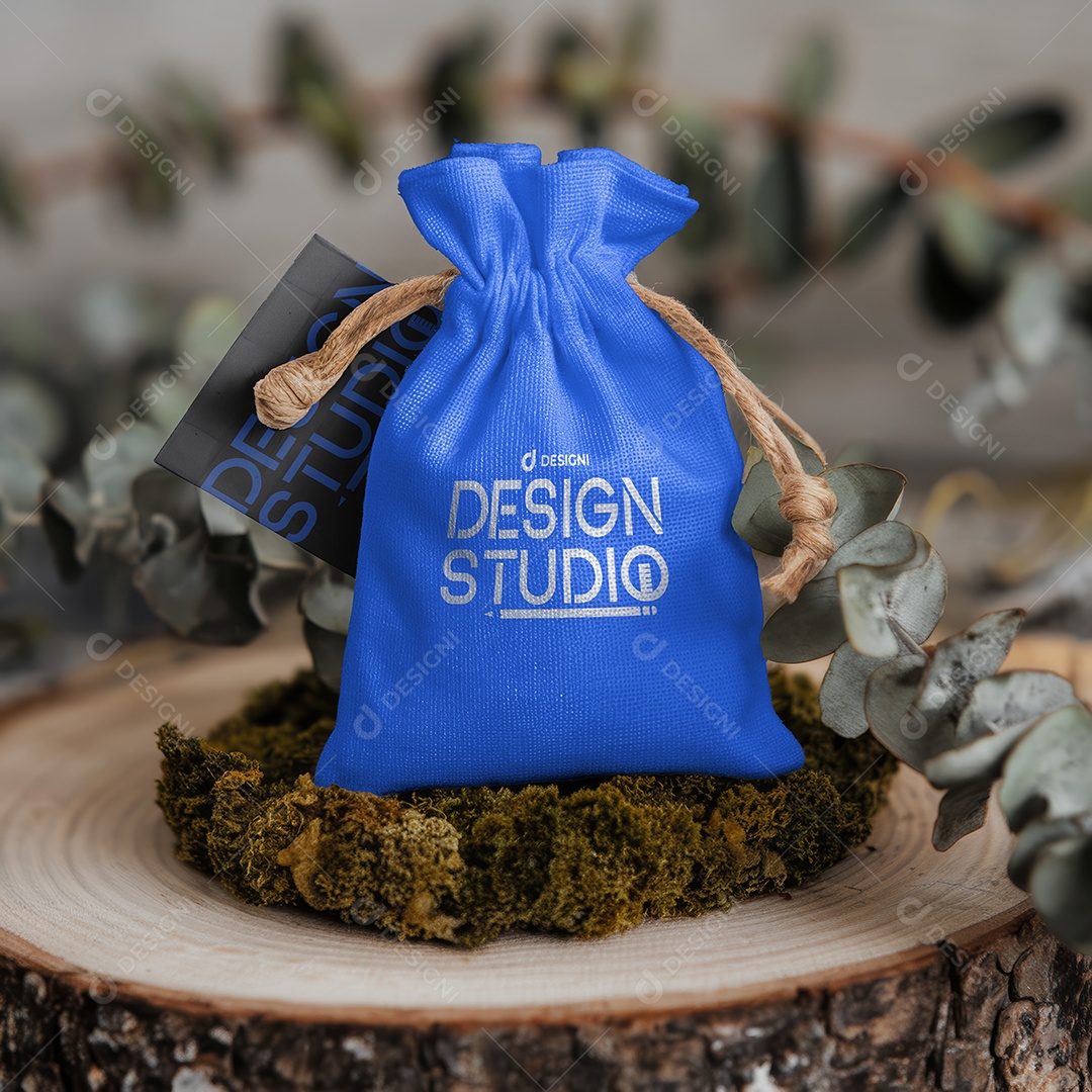 Mockup Branding Saco de Juta Cartão PSD Editável