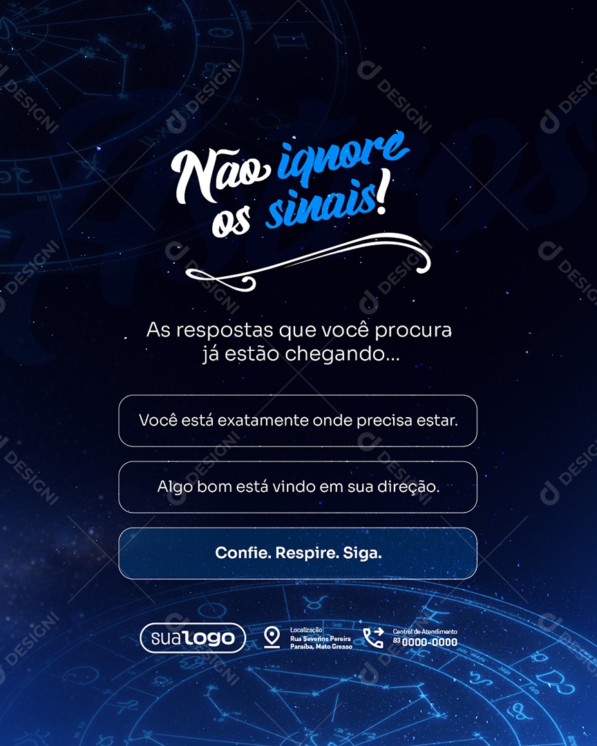Astróloga Não Ignore os Sinais Social Media PSD Editável