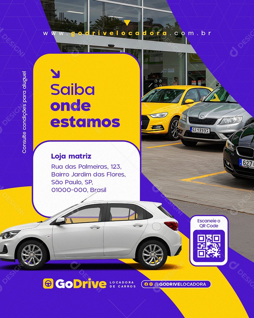 Locadora de Carros Saiba Onde Estamos Social Media PSD Editável