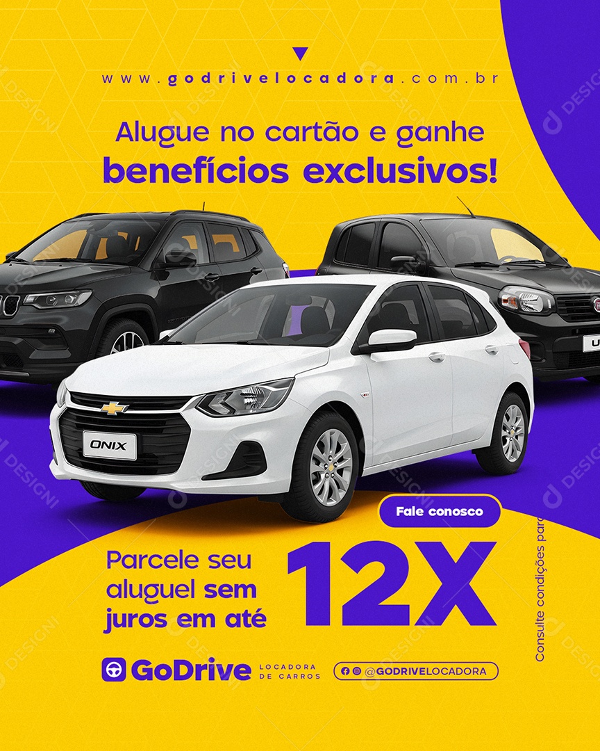 Locadora de Carros Alugue no Cartão e Ganhe Benefícios Exclusivos Social Media PSD Editável