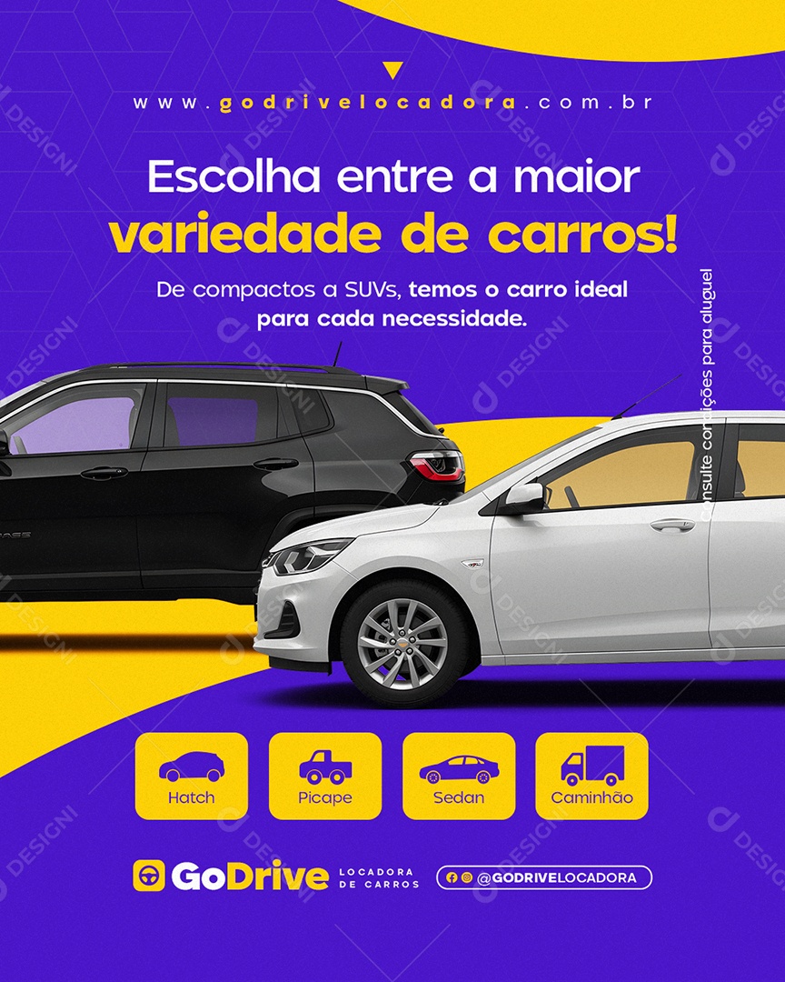 Locadora de Carros Escolha Entre a Maior Variedade de Carros Social Media PSD Editável