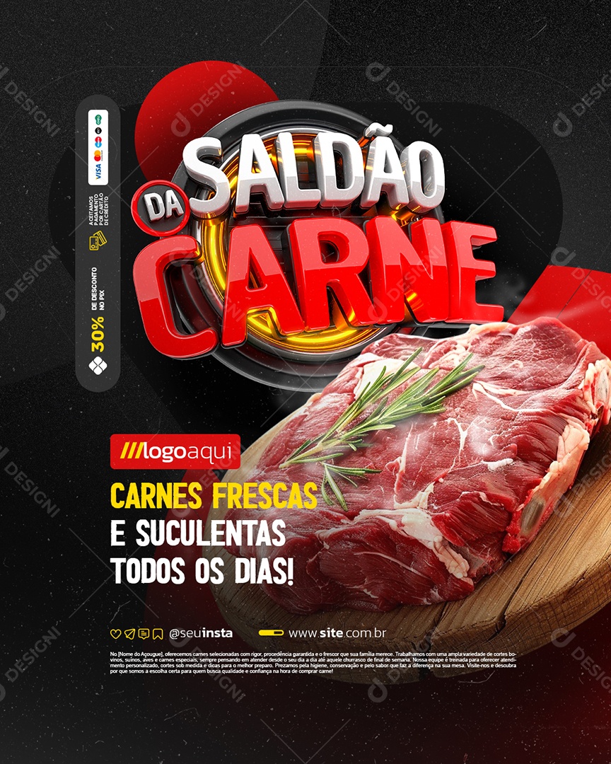 Açougue Saldão da Carne Carnes Frescas e Suculentas Social Media PSD Editável
