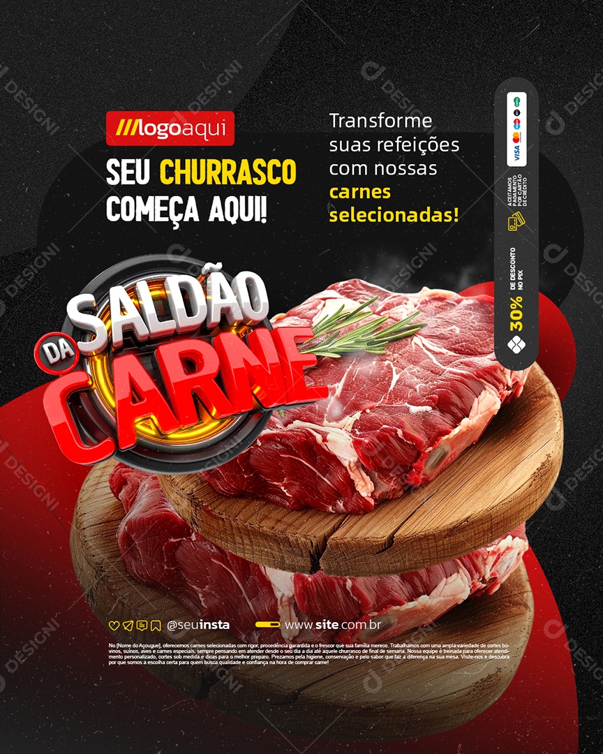 Açougue Saldão da Carne Seu Churrasco Começa Aqui Social Media PSD Editável
