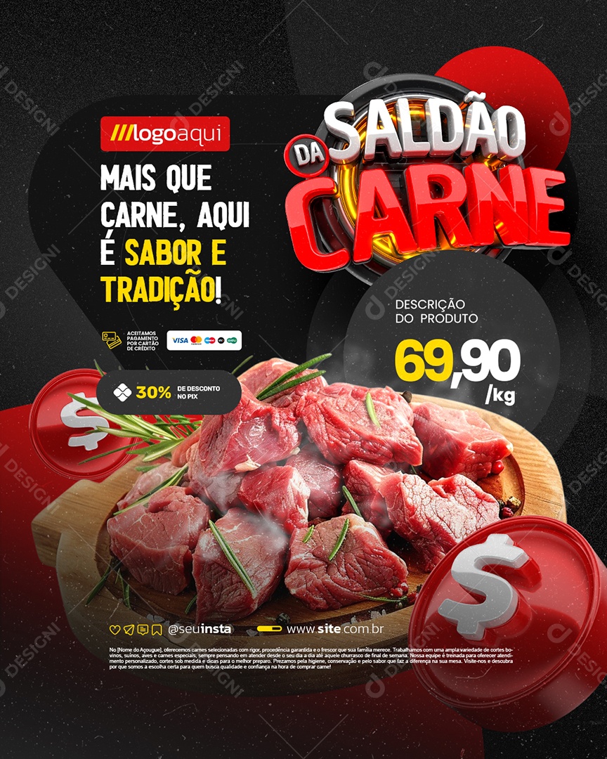 Açougue Saldão da Carne Mais Que Carne Social Media PSD Editável