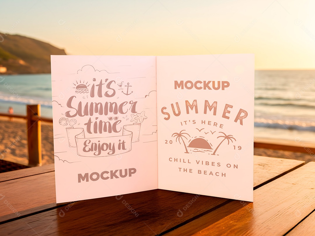 Menu na Mesa de Madeira Mockup PSD Editável