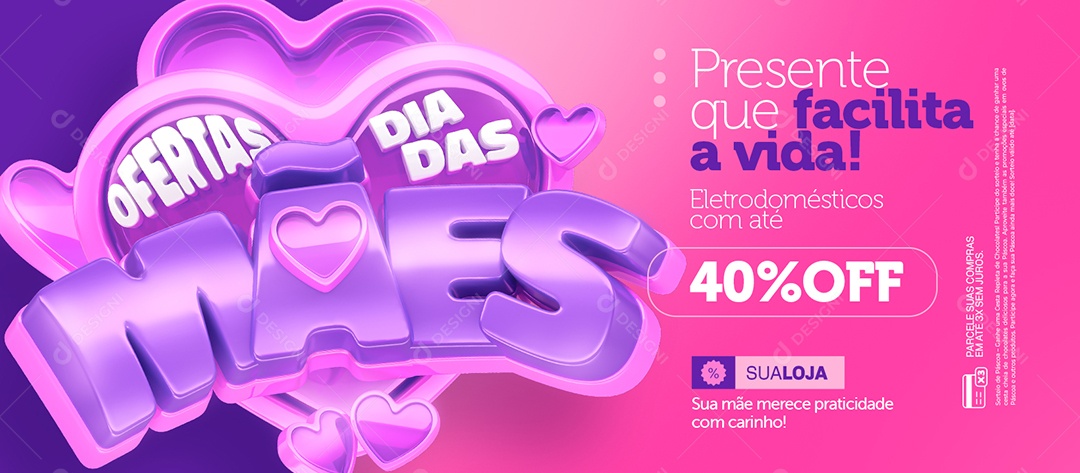 Banner Loja de Eletrodomésticos Ofertas Dia das Mães Presente Social Media PSD Editável