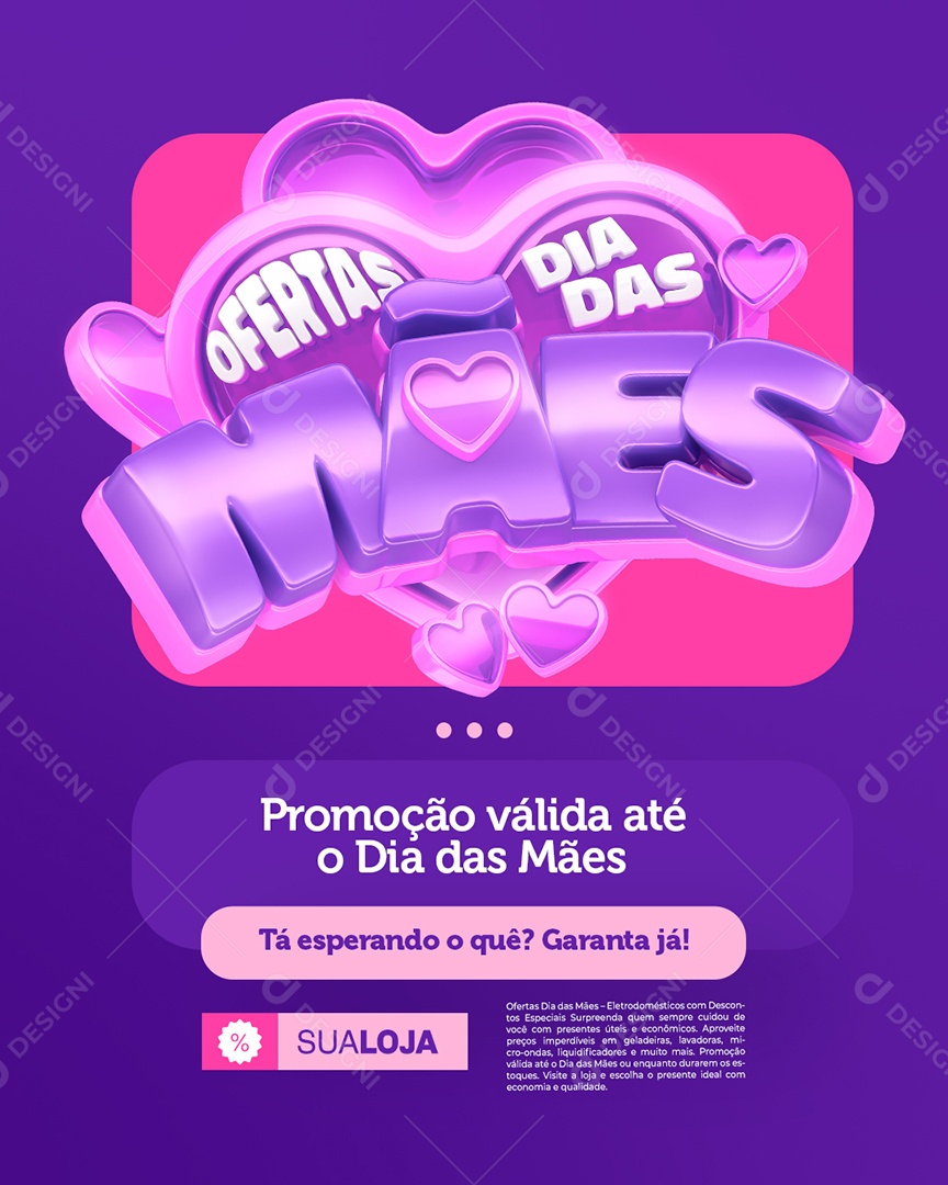 Loja de Eletrodomésticos Ofertas Dia das Mães Promoção Social Media PSD Editável