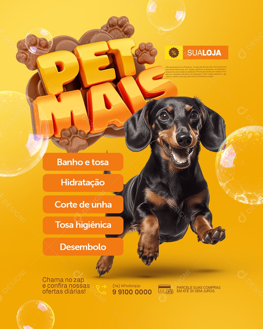 Petmais Pet Shop Banho e Tosa Social Media PSD Editável