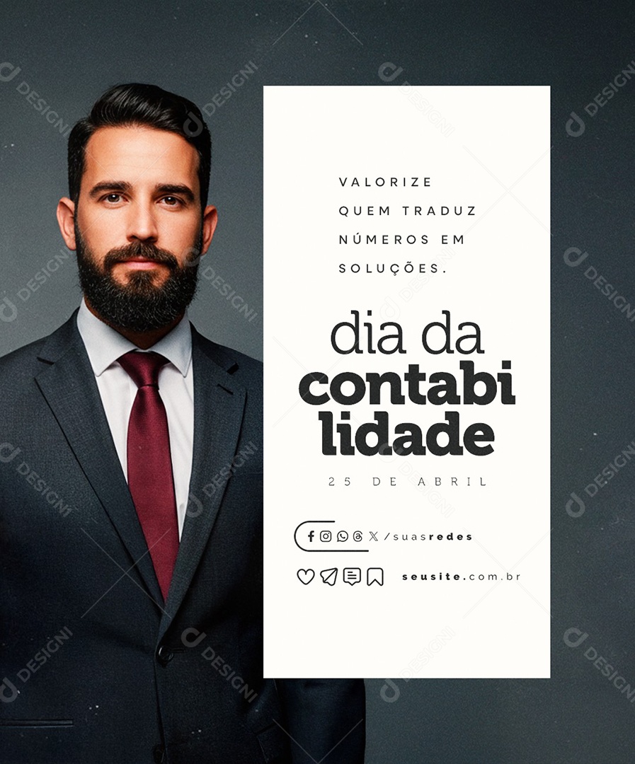 Dia da Contabilidade 25 de Abril Social Media PSD Editável