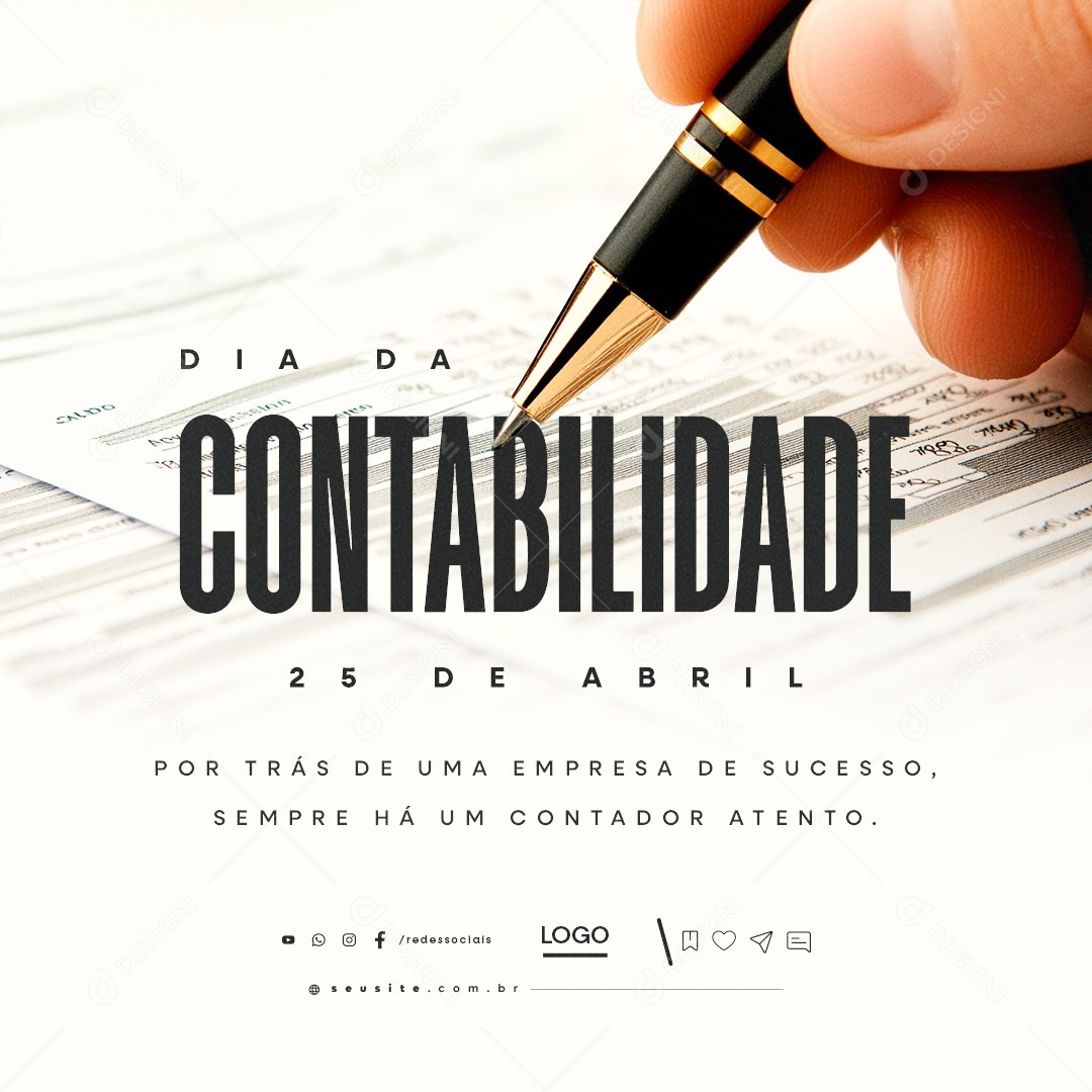 Dia da Contabilidade 25 de Abril Social Media PSD Editável