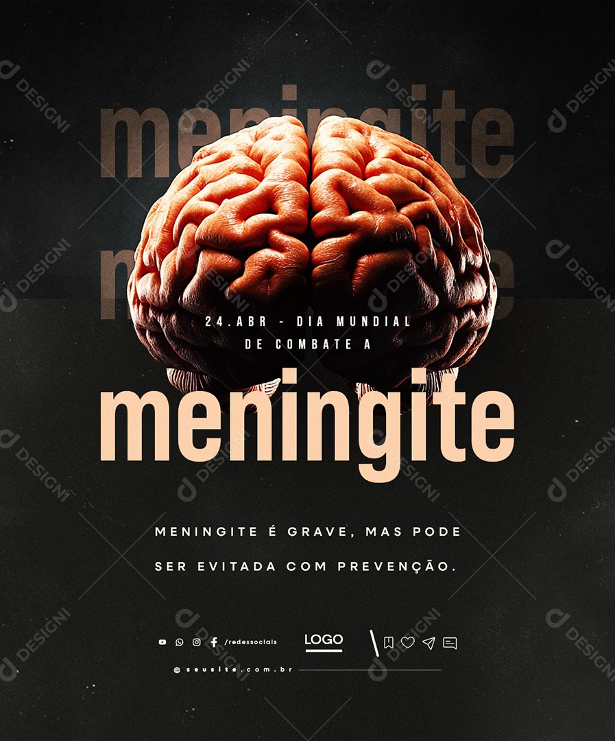 Dia de Combate a Meningite 24 de Abril Social Media PSD Editável
