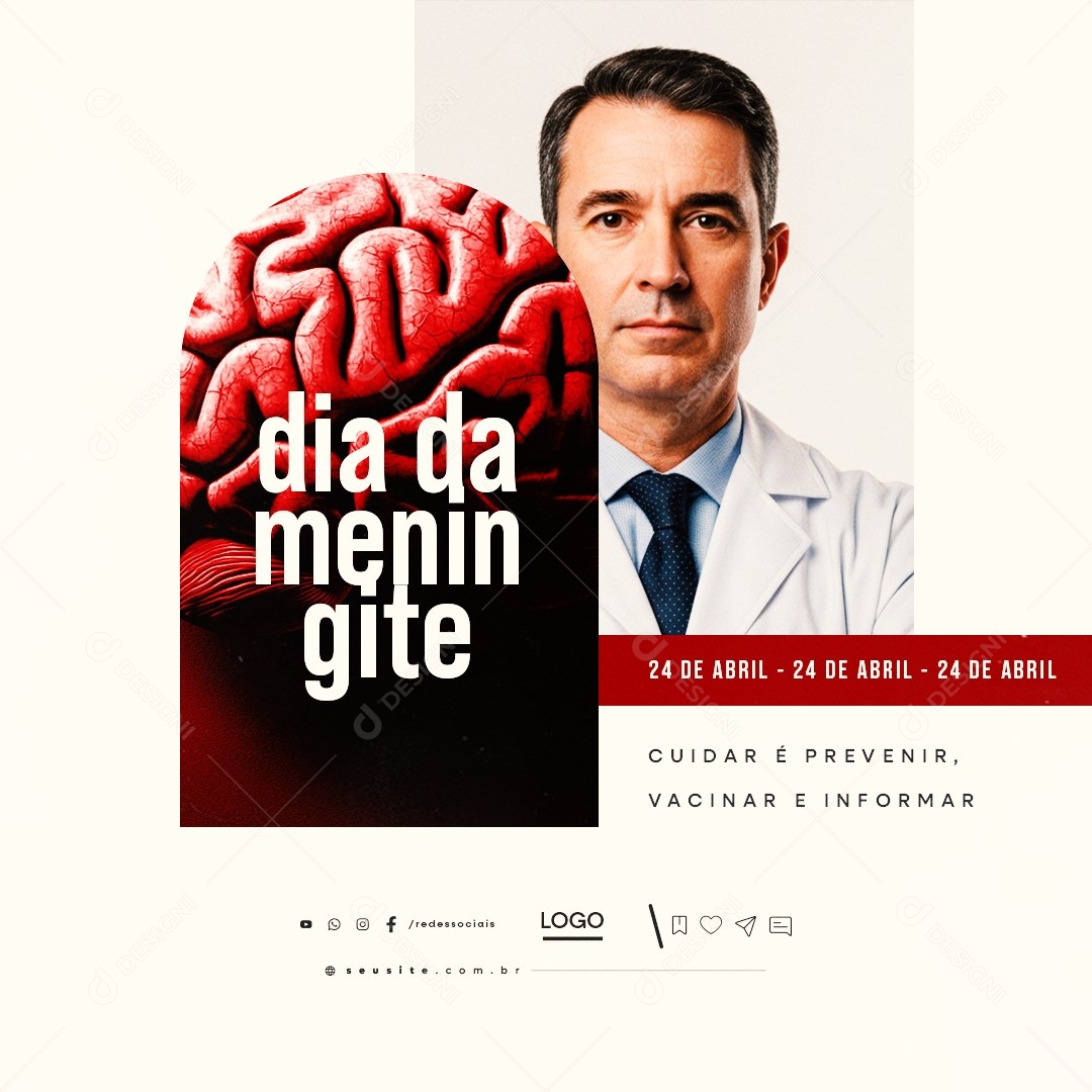 Dia de Combate a Meningite 24 de Abril Social Media PSD Editável