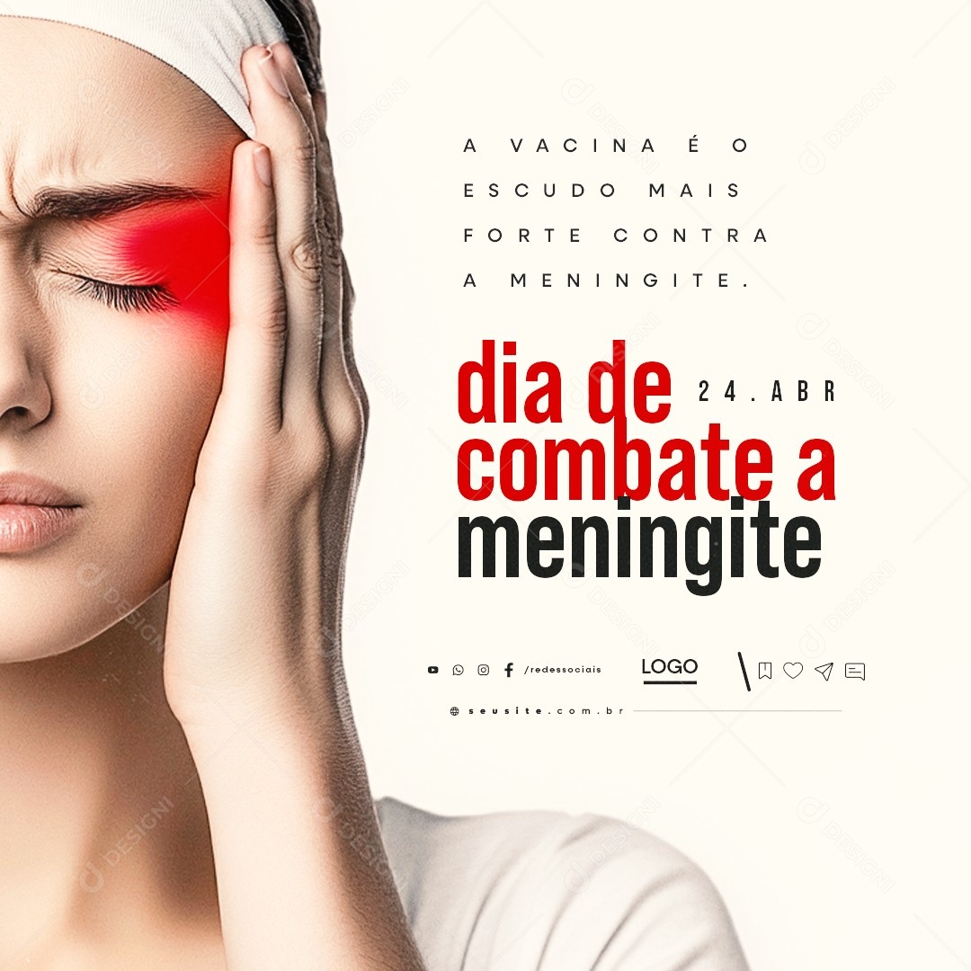 Dia de Combate a Meningite 24 de Abril Social Media PSD Editável