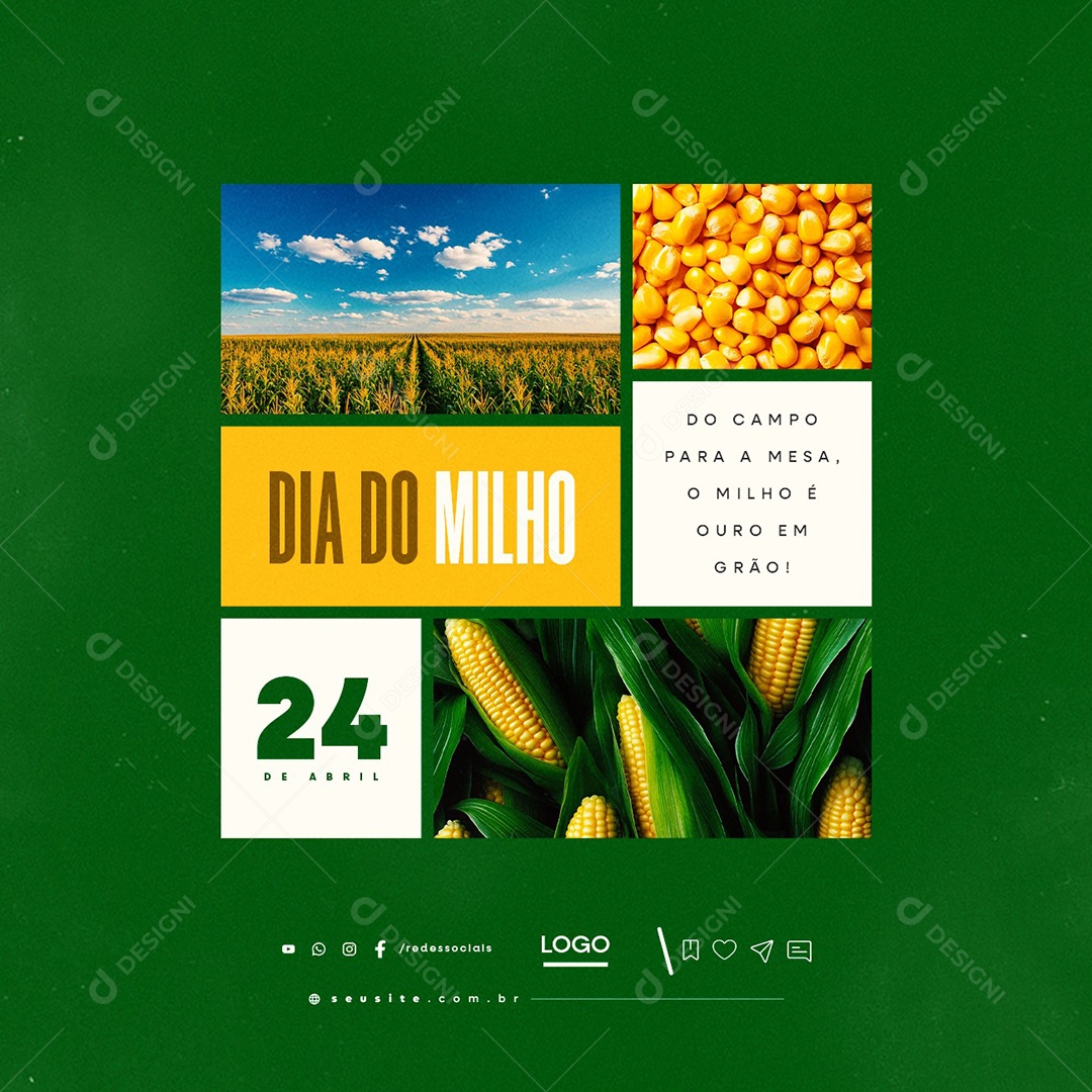 Dia do Milho 24 De Abril Social Media PSD Editável