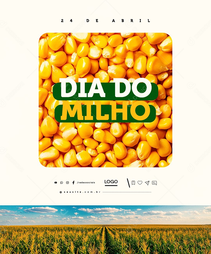 Dia do Milho 24 De Abril Social Media PSD Editável