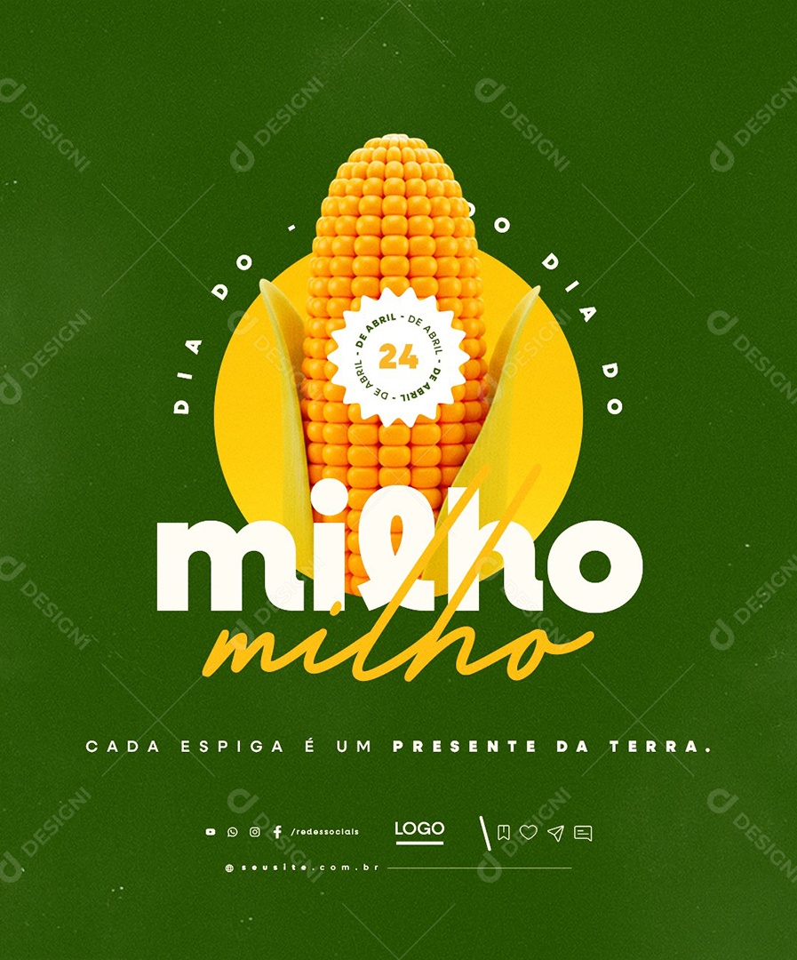 Dia do Milho 24 De Abril Social Media PSD Editável