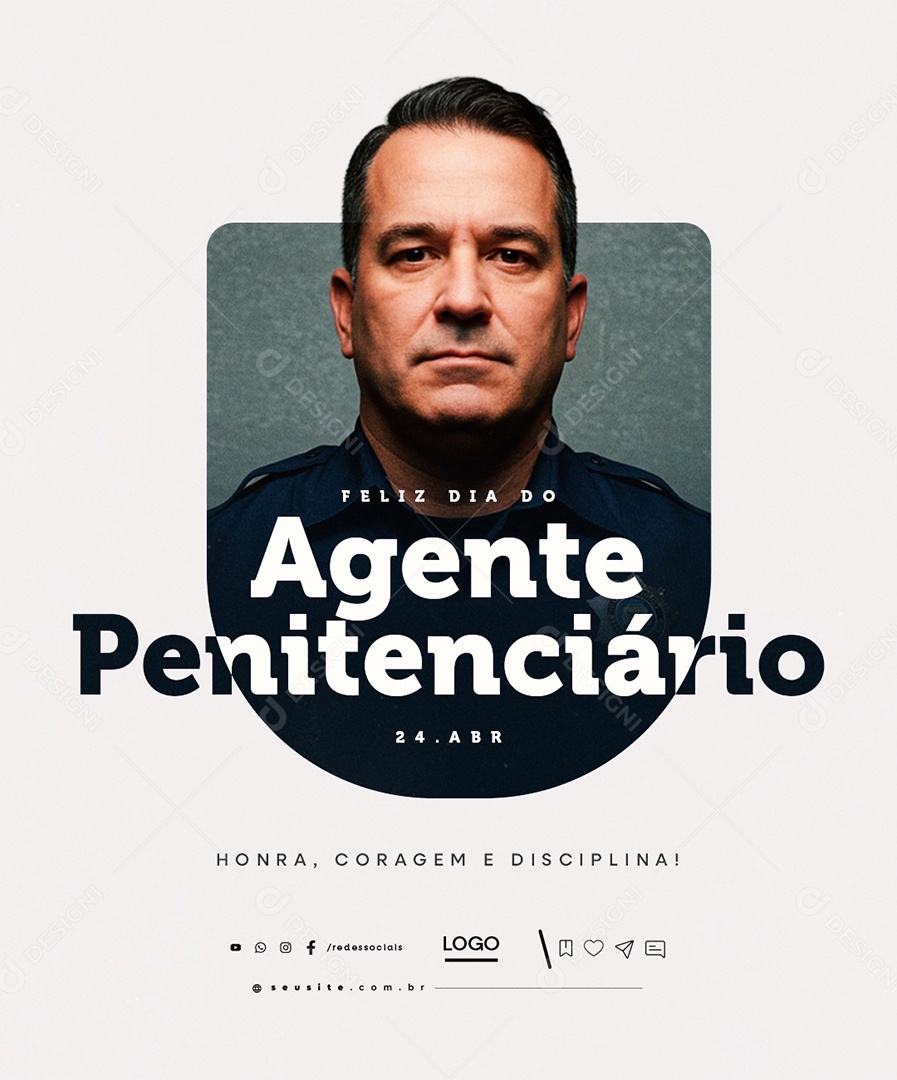 Feliz Dia do Penitenciário 24 de Abril Social Media PSD Editável