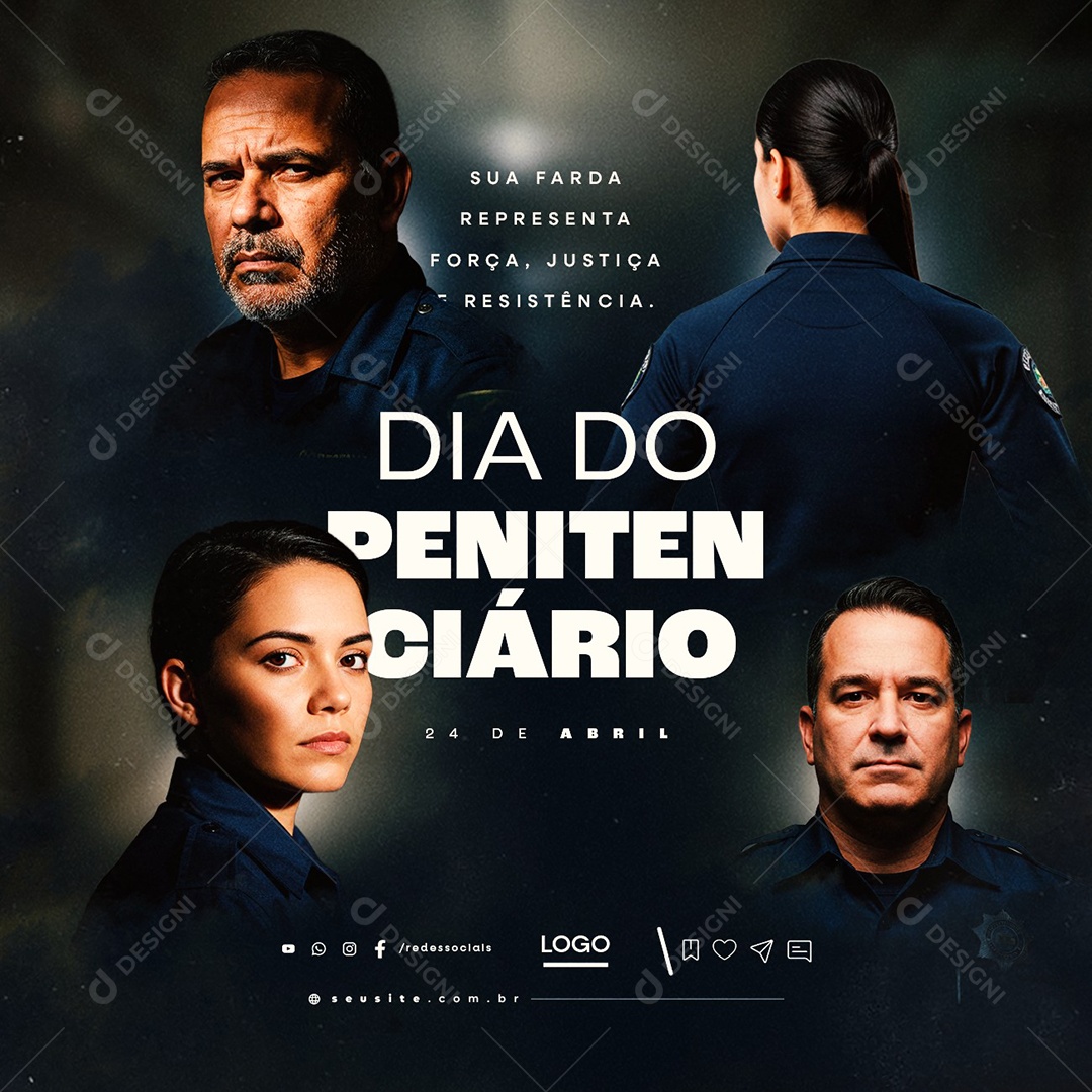 Dia do Penitenciário 24 de Abril Social Media PSD Editável