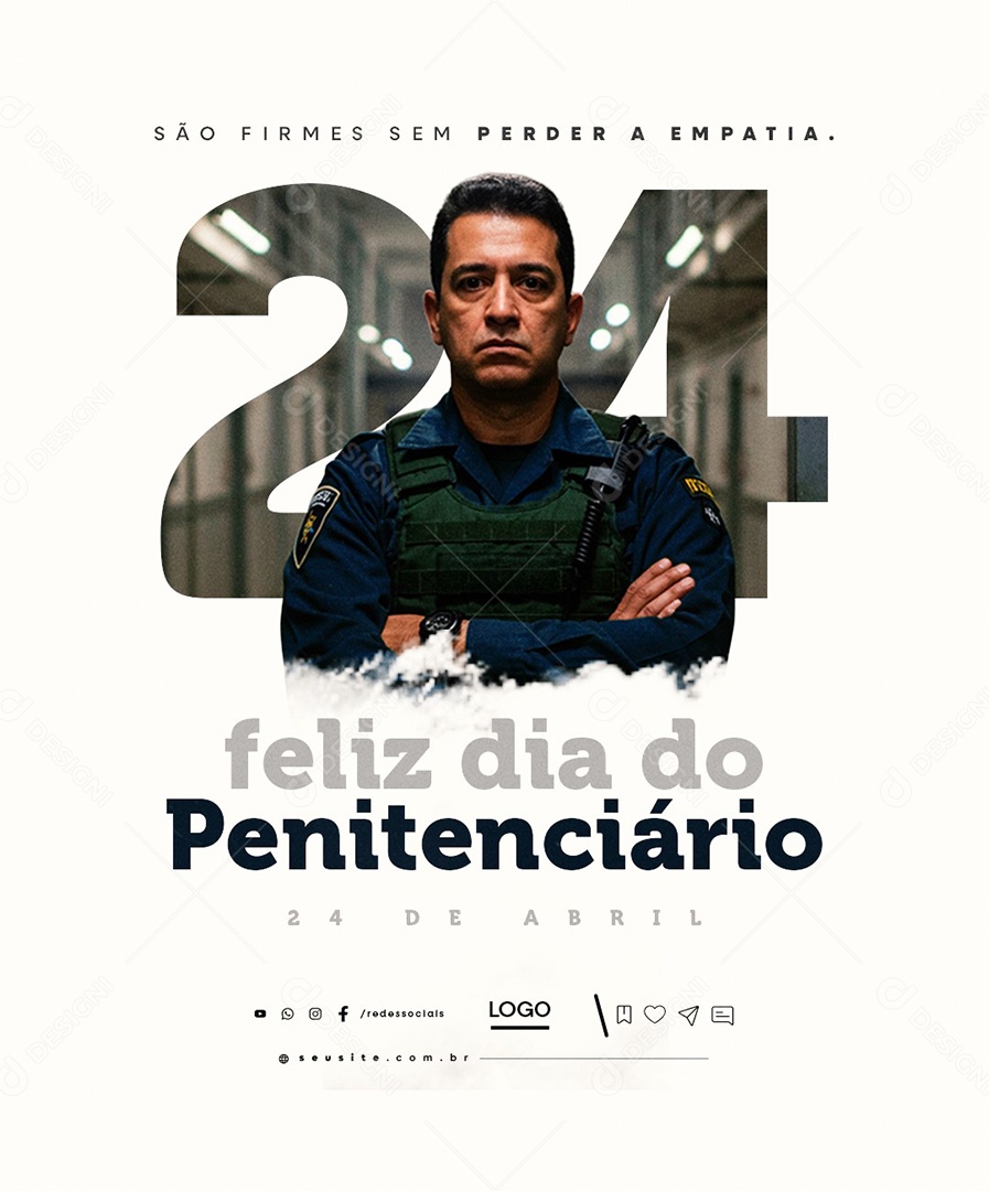 Feliz Dia do Penitenciário 24 de Abril Social Media PSD Editável