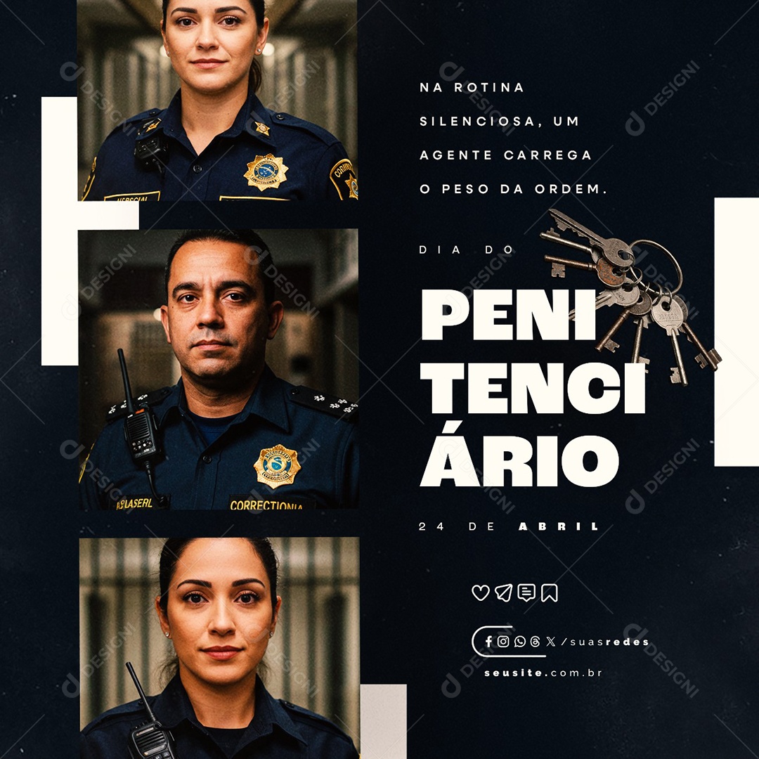 Dia do Penitenciário 24 de Abril Social Media PSD Editável
