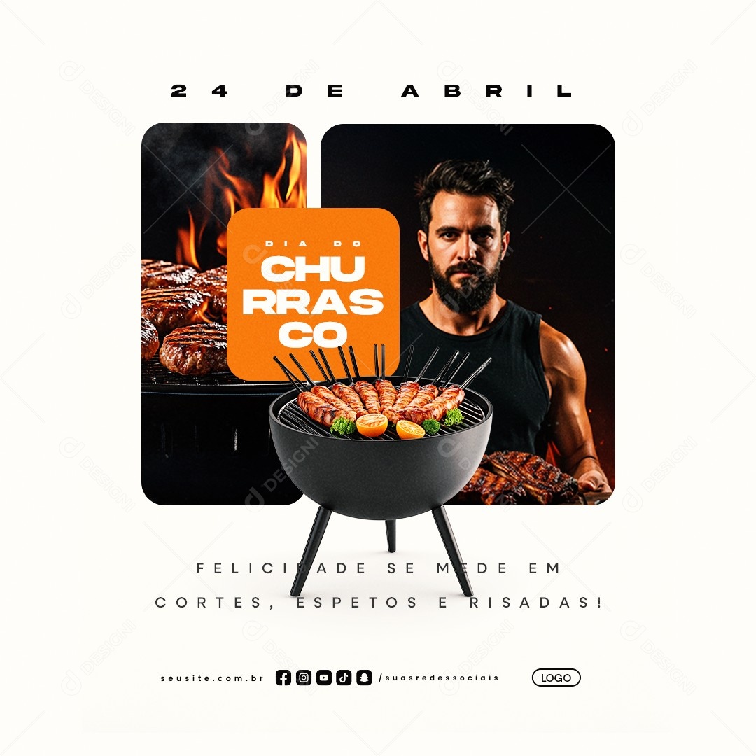 Dia do Churrasco 24 de Abril Social Media PSD Editável