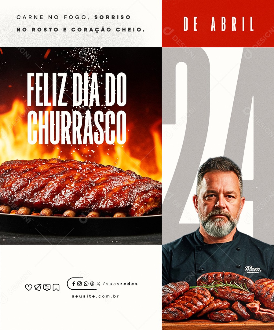Feliz Dia do Churrasco 24 de Abril Social Media PSD Editável