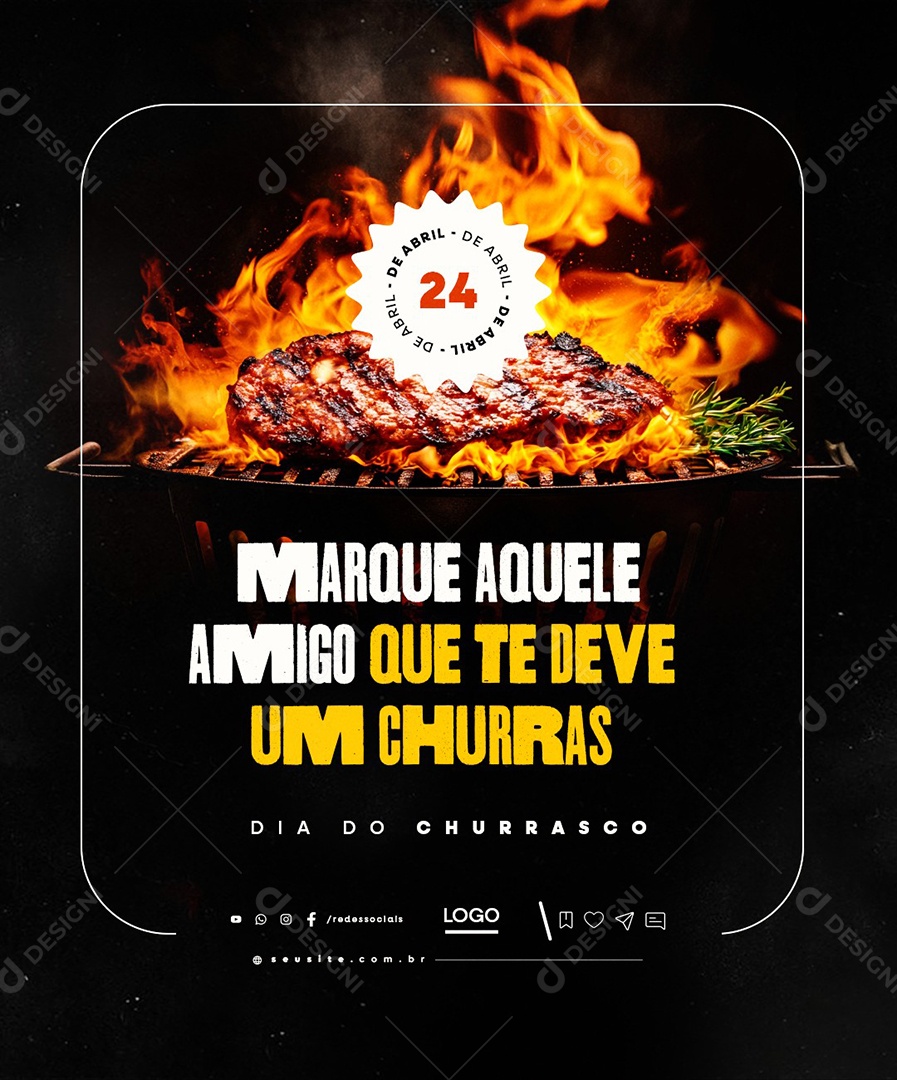 Dia do Churrasco 24 de Abril Social Media PSD Editável