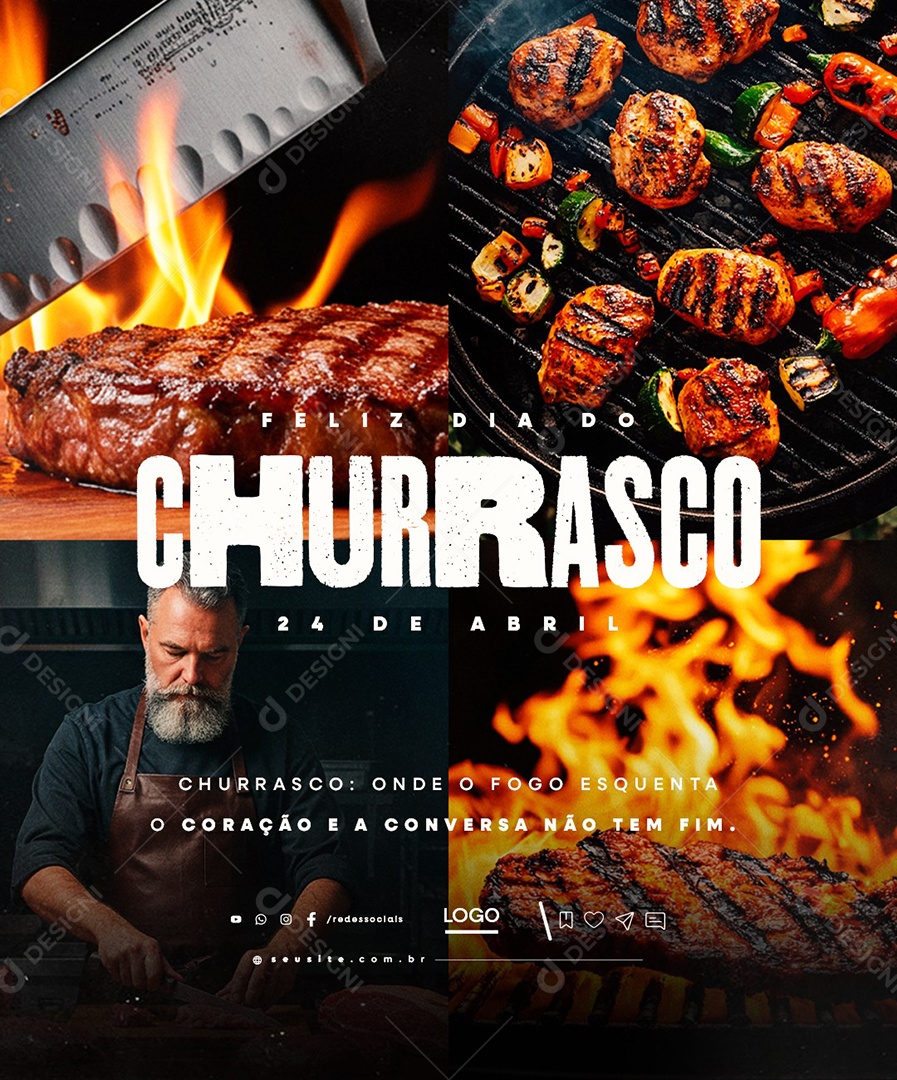 Feliz Dia do Churrasco 24 de Abril Social Media PSD Editável