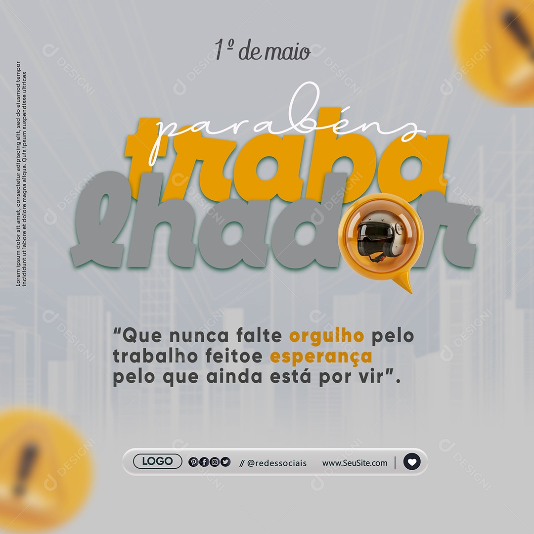 Feliz Dia Do Trabalhador 01 de Maio Social Media PSD Editável