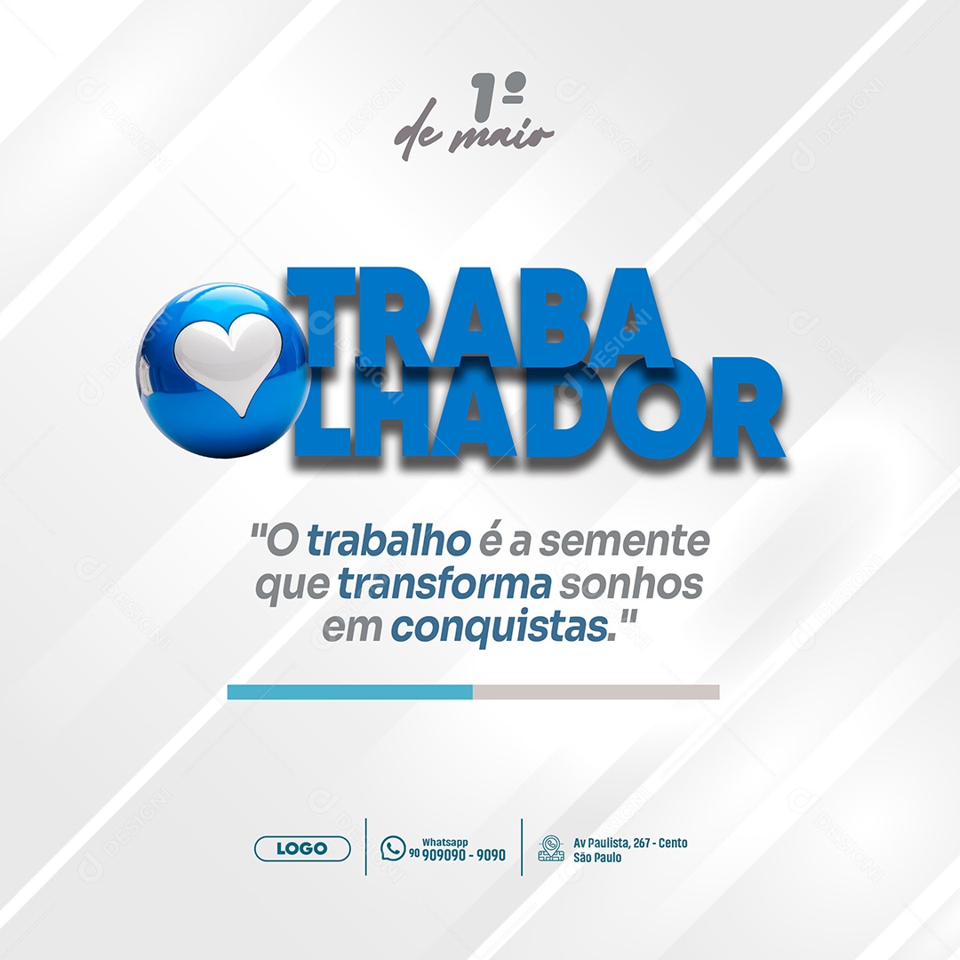 Feliz Dia Do Trabalhador 01 de Maio Social Media PSD Editável