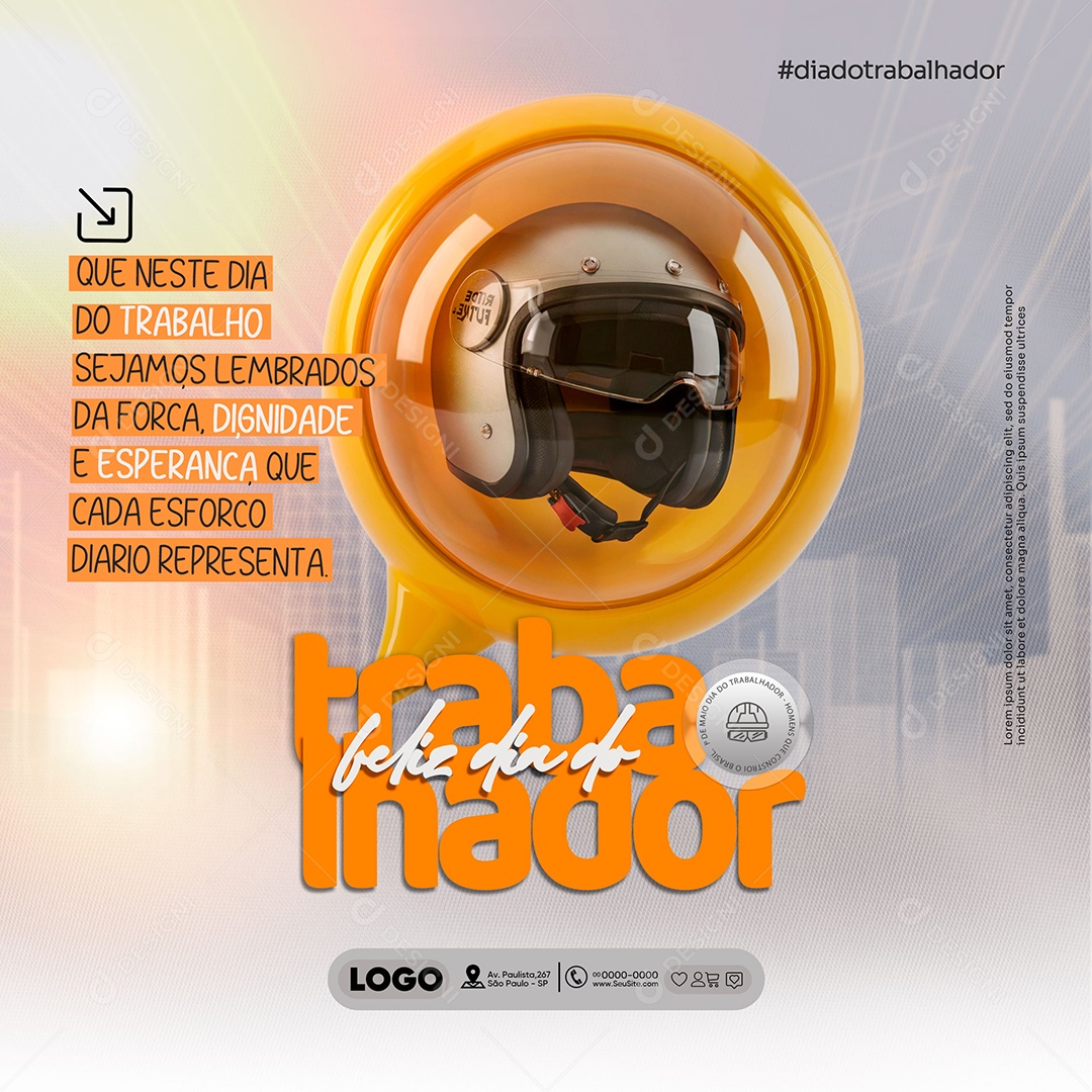 Feliz Dia Do Trabalhador 01 de Maio Social Media PSD Editável