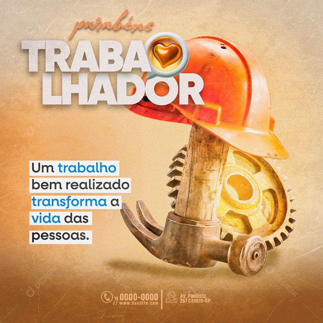 Feliz Dia Do Trabalhador 01 de Maio Social Media PSD Editável