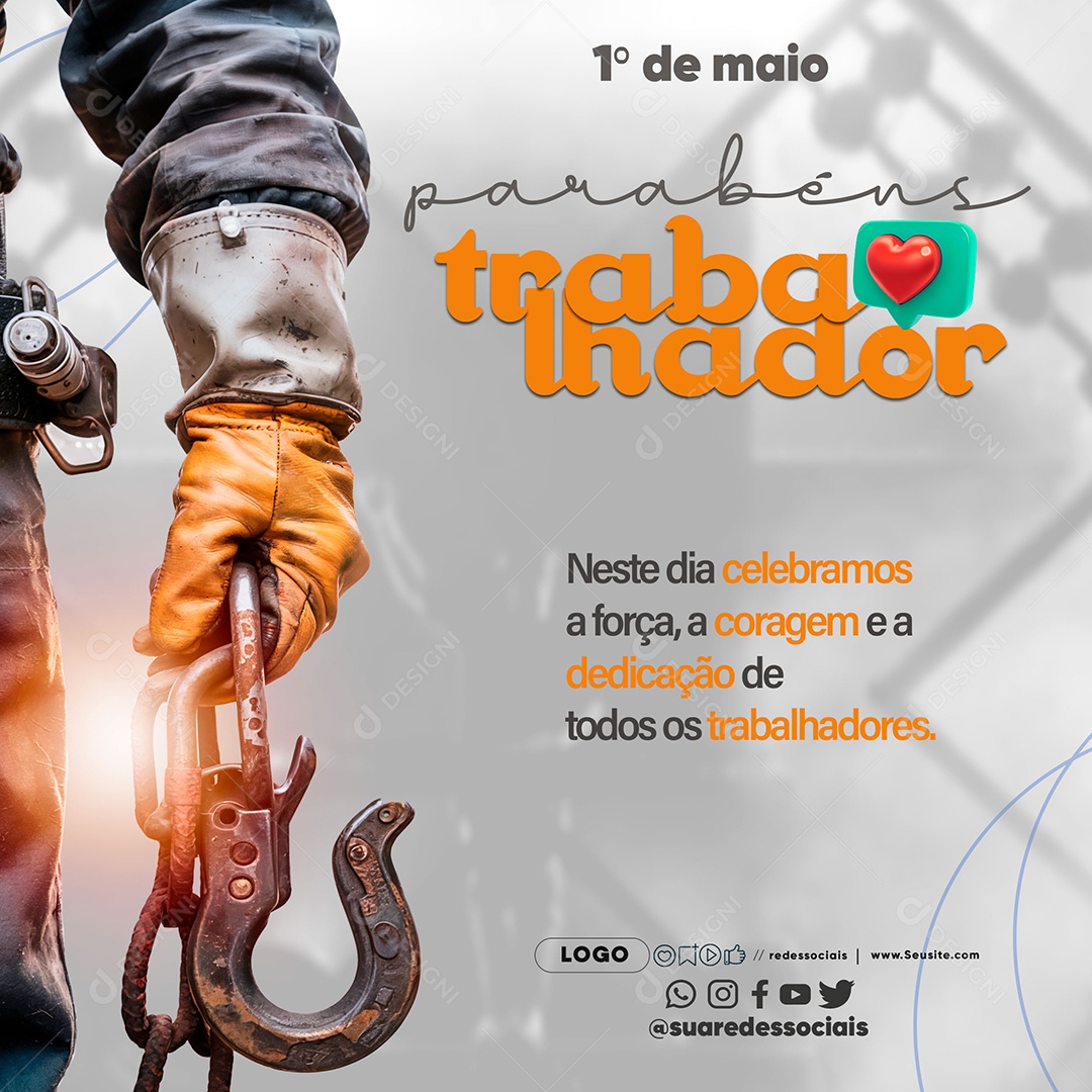 Feliz Dia Do Trabalhador 01 de Maio Social Media PSD Editável