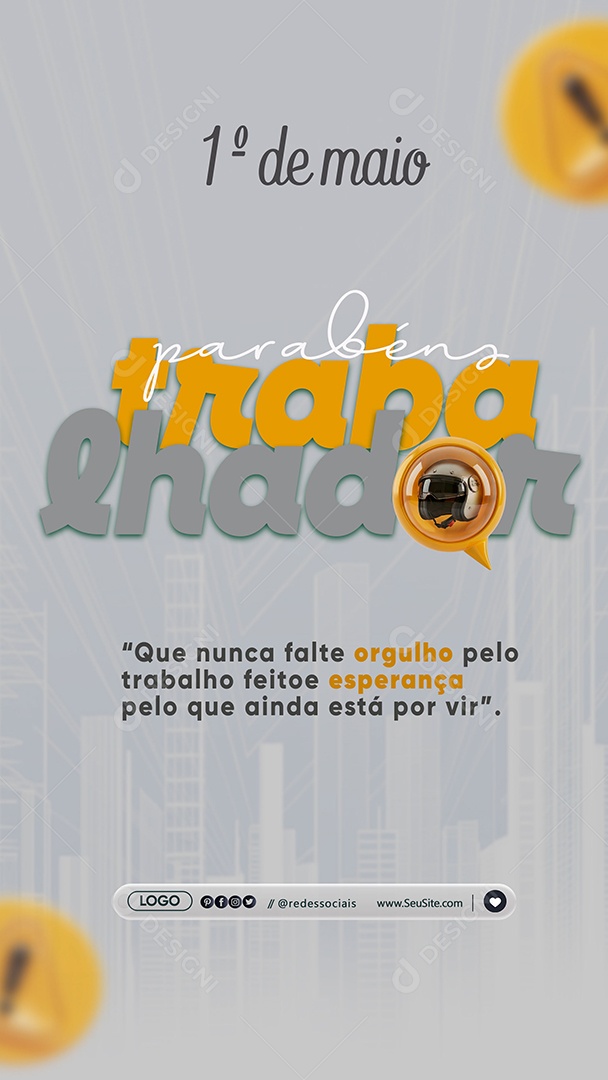 Story Feliz Dia Do Trabalhador 01 de Maio Social Media PSD Editável