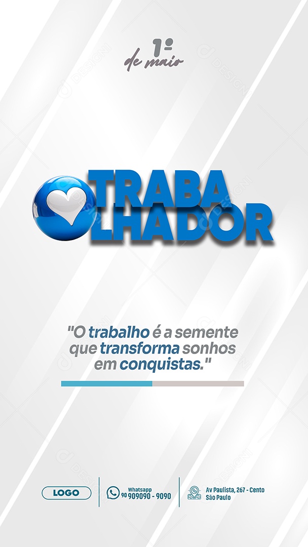 Story Feliz Dia Do Trabalhador 01 de Maio Social Media PSD Editável