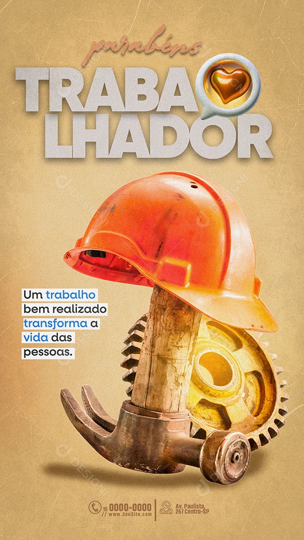 Story Feliz Dia Do Trabalhador 01 de Maio Social Media PSD Editável