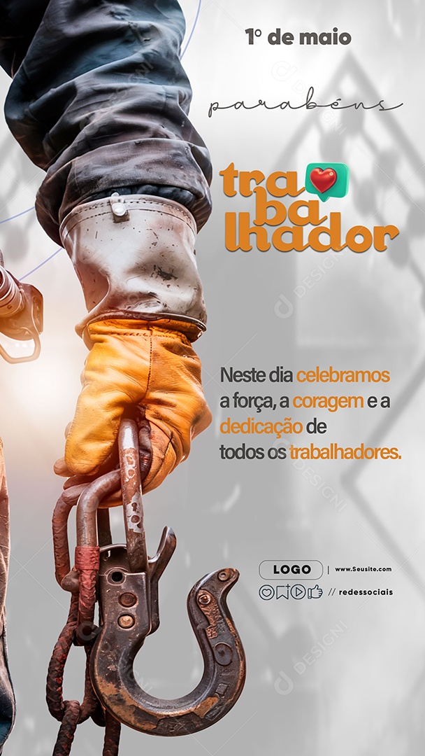 Story Feliz Dia Do Trabalhador 01 de Maio Social Media PSD Editável