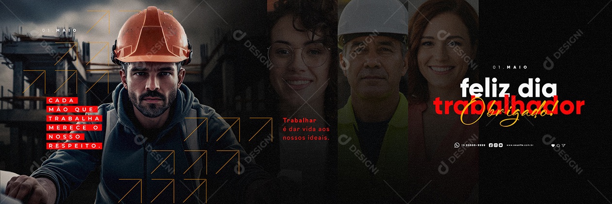 Carrossel Feliz Dia do Trabalhador 01 de Maio Social Media PSD Editável