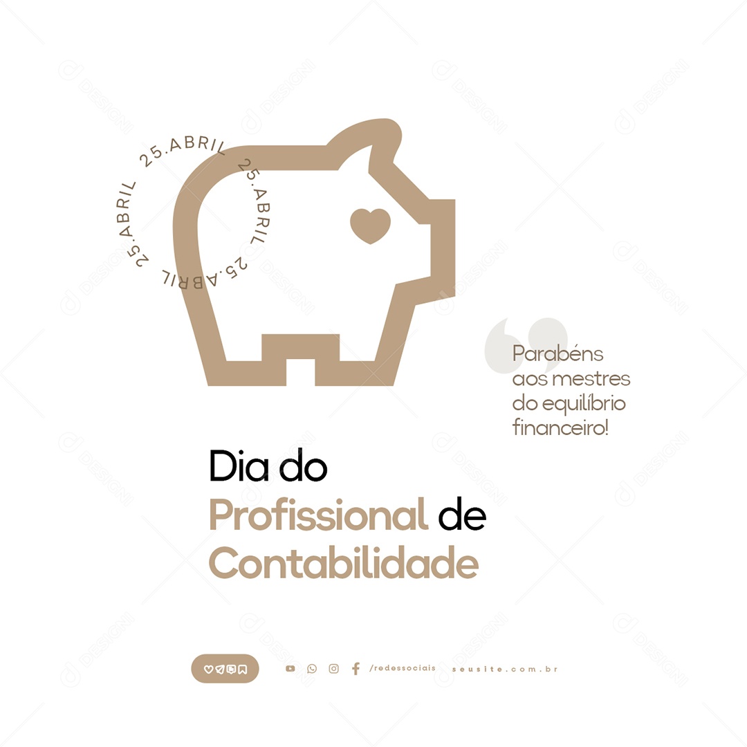 Dia do Profissional de Contabilidade 25 de Abril Social Media PSD Editável