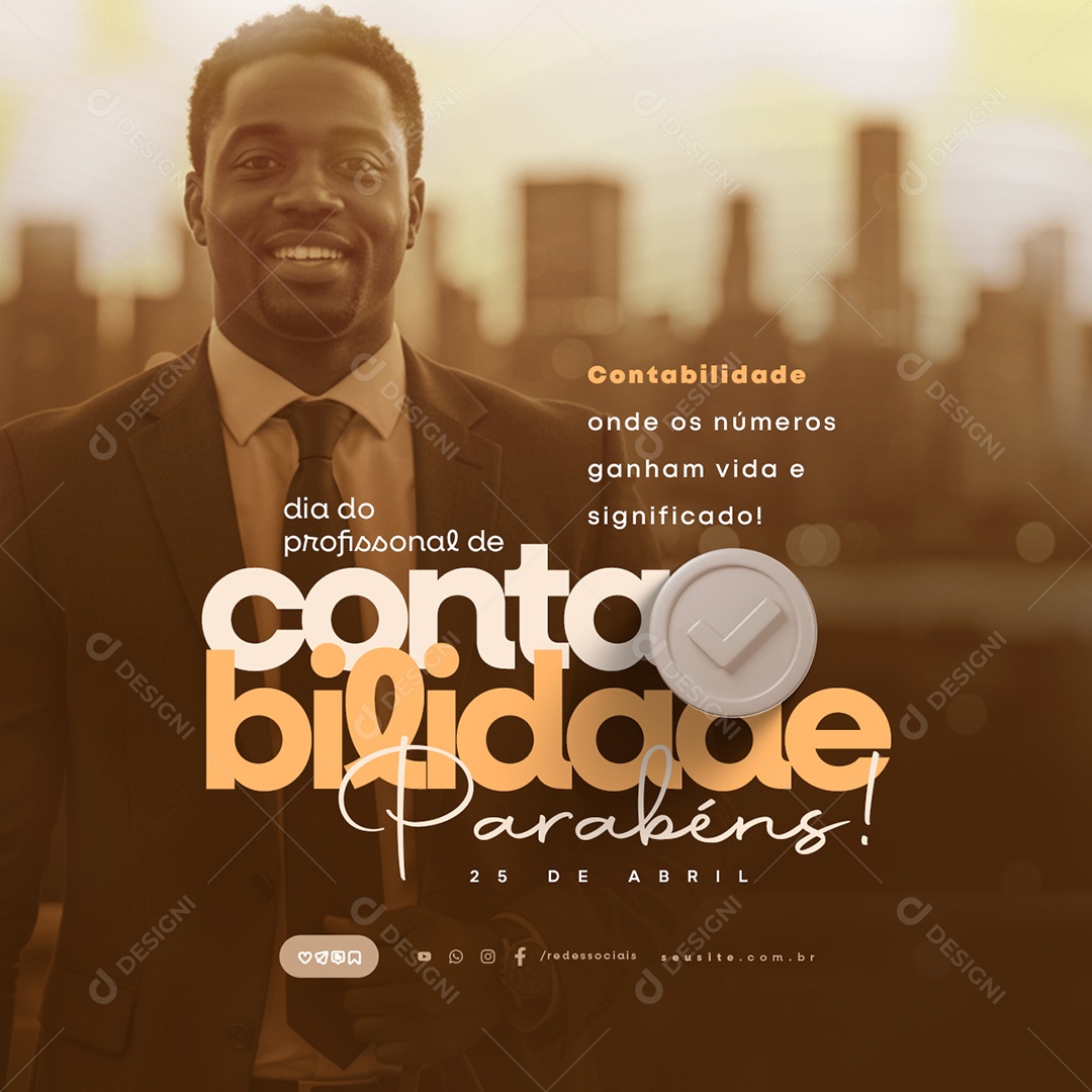 Dia do Profissional de Contabilidade 25 de Abril Parabéns Social Media PSD Editável