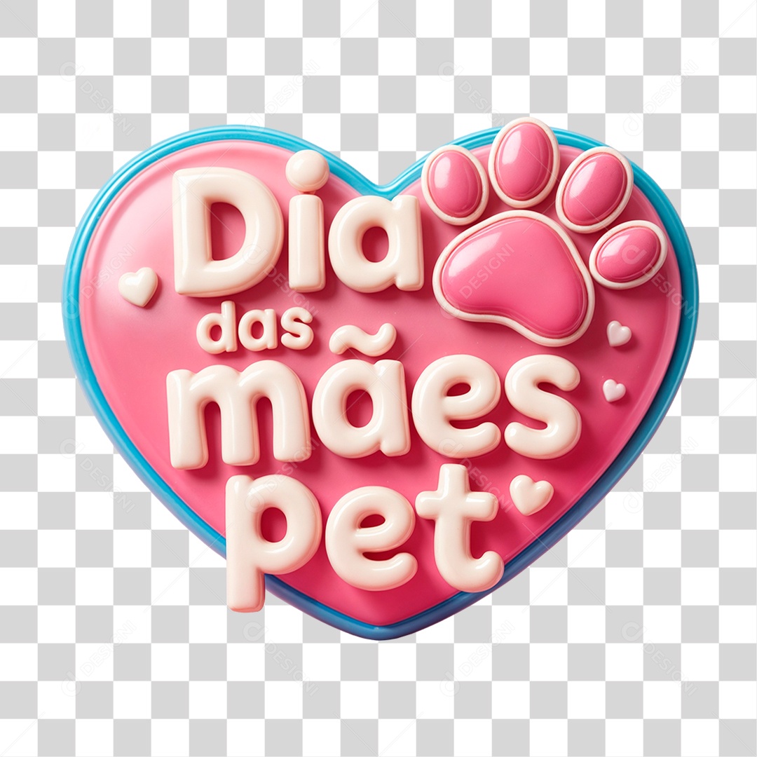 Selo 3D Dia das Mães Pet PNG Transparente