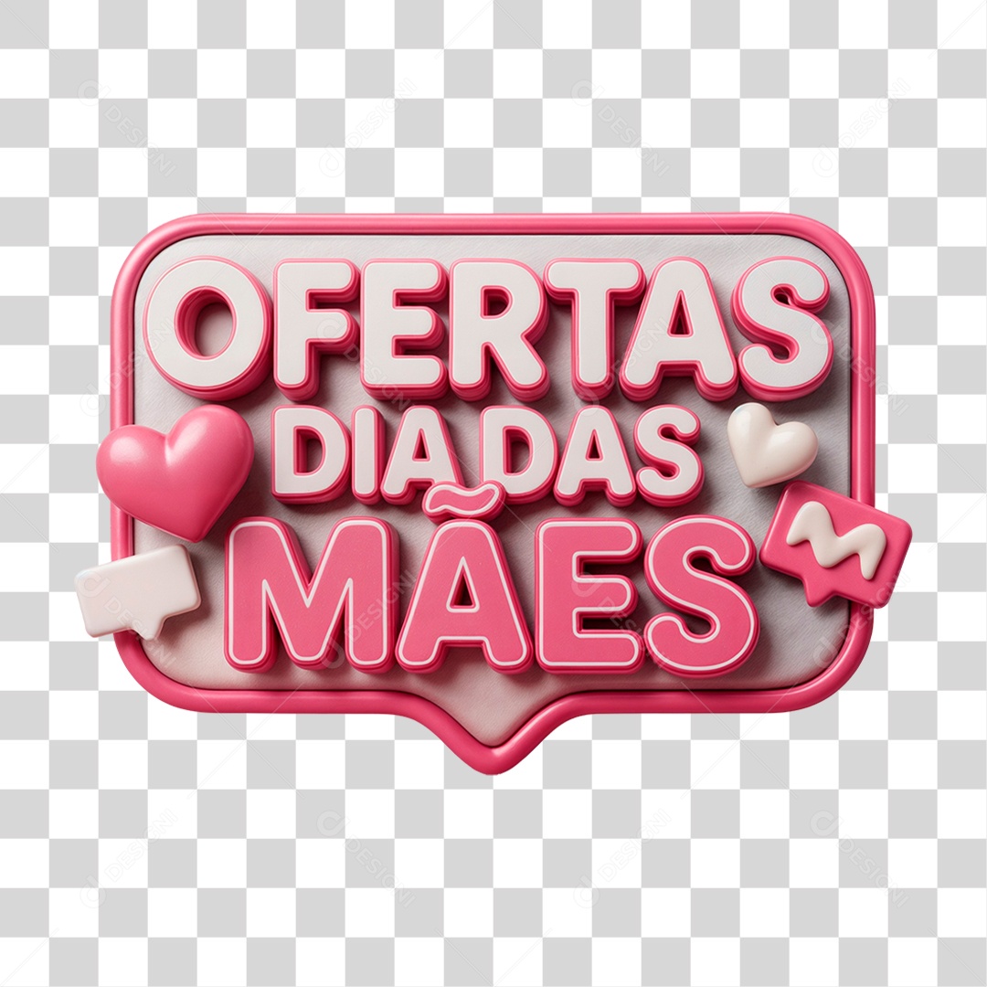 Selo 3D Ofertas Dia das Mães PNG Transparente