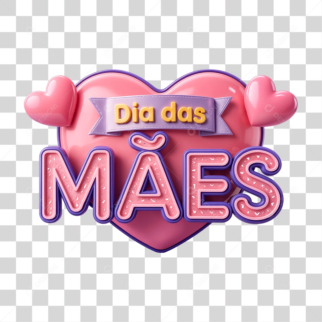 Selo 3D Dia das Mães PNG Transparente