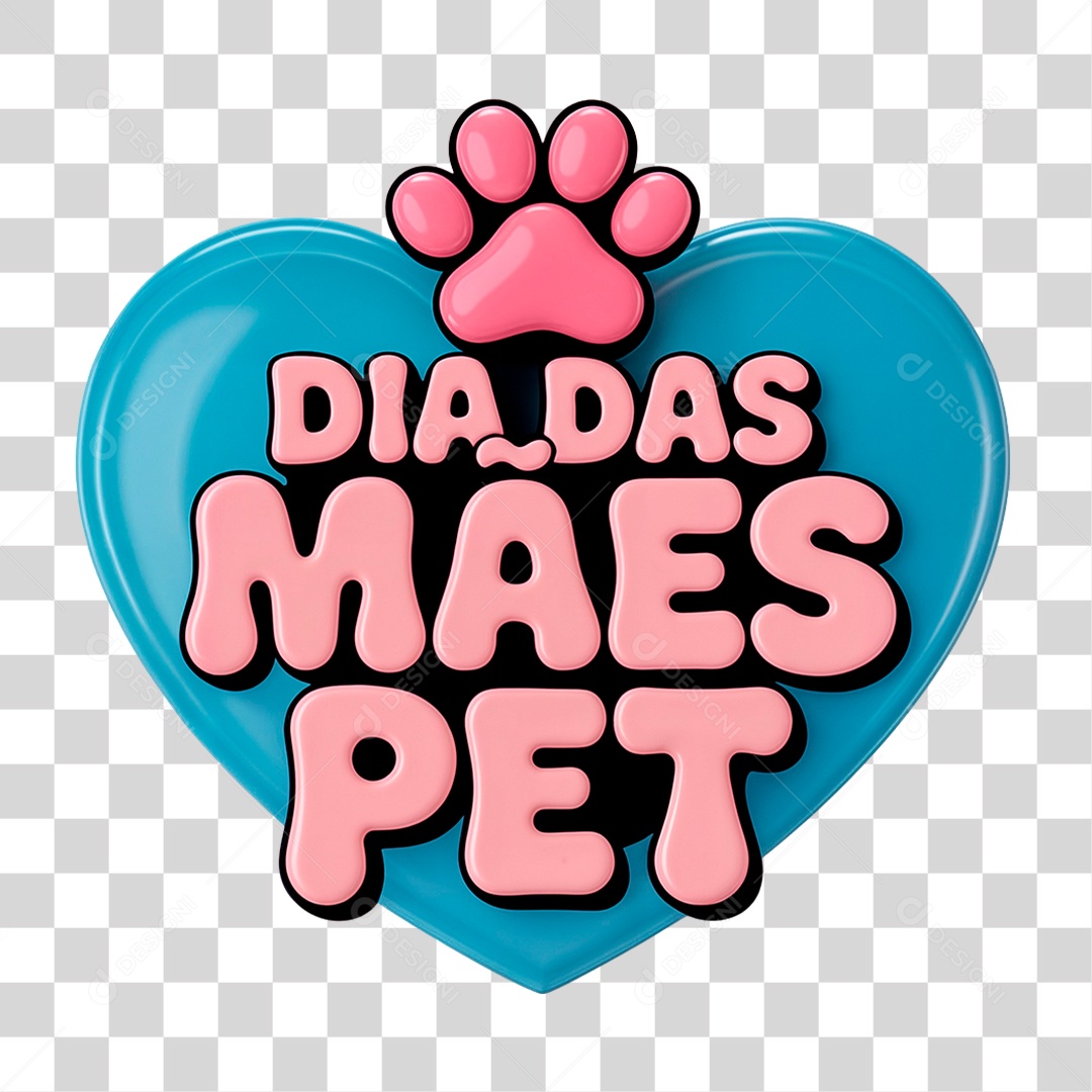 Selo 3D Dia das Mães Pet PNG Transparente