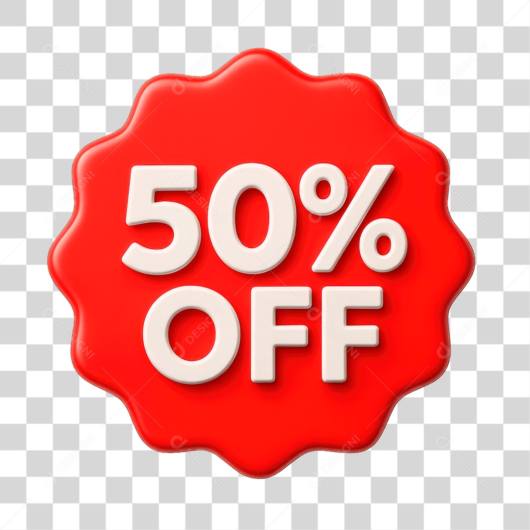 Selo 3D 50% Off PNG Transparente