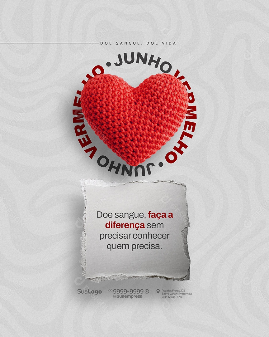 Junho Vermelho Doe Sangue Doe Vida Social Media PSD Editável