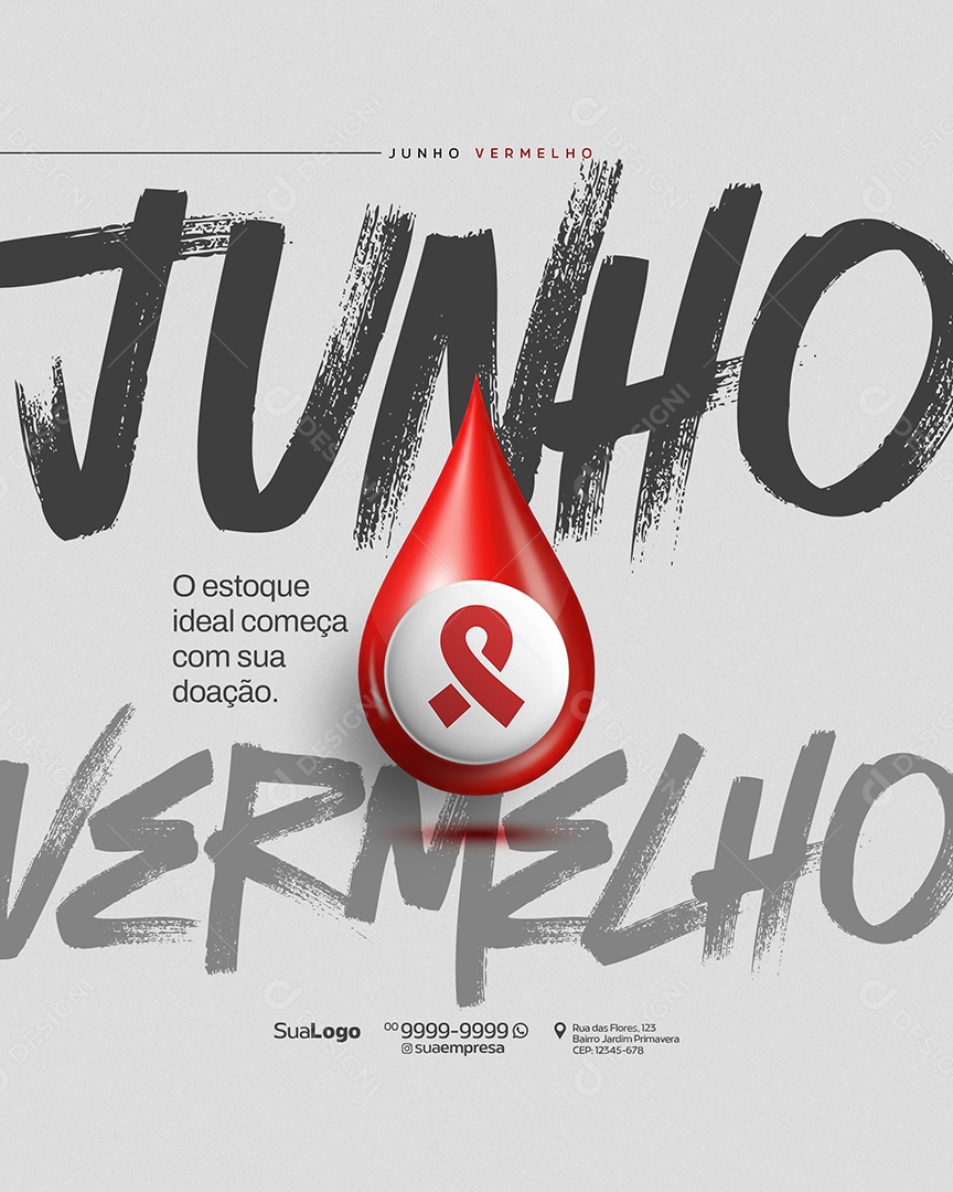Junho Vermelho Doe Sangue Doe Vida Social Media PSD Editável